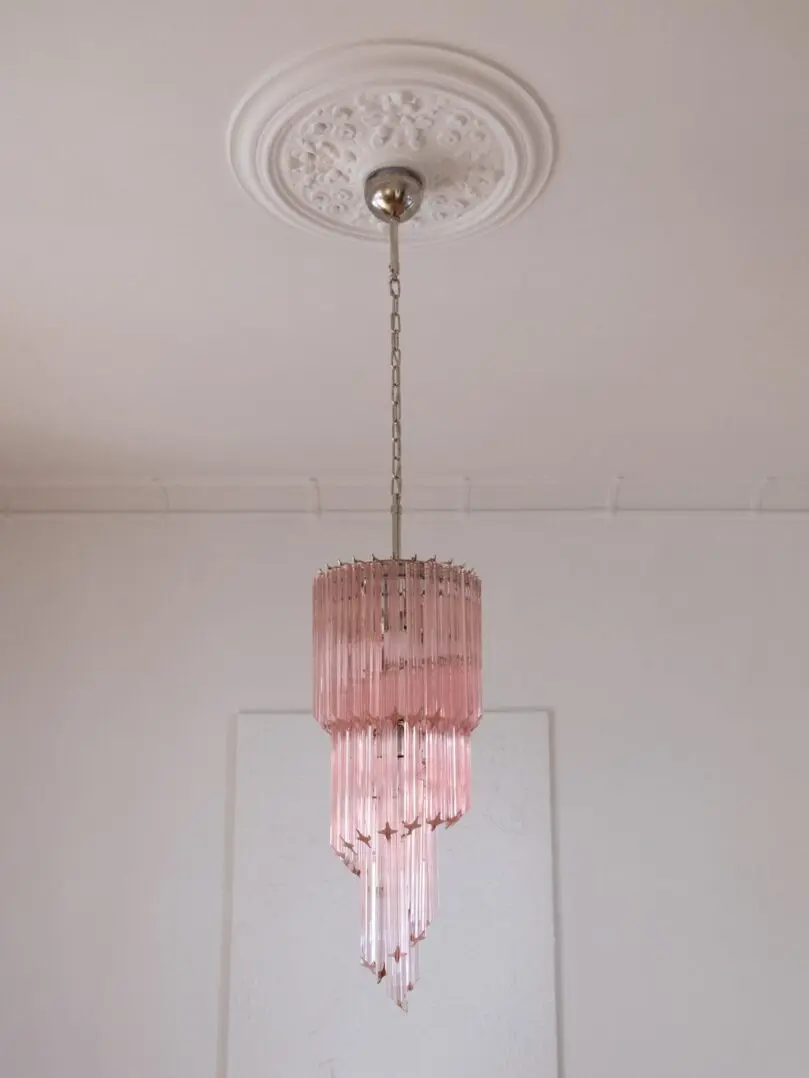 Murano Lysekrone - Spiral - 54 prismer - Rosa