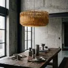 391 triedri amber prisms chandlier hanging in diningroom