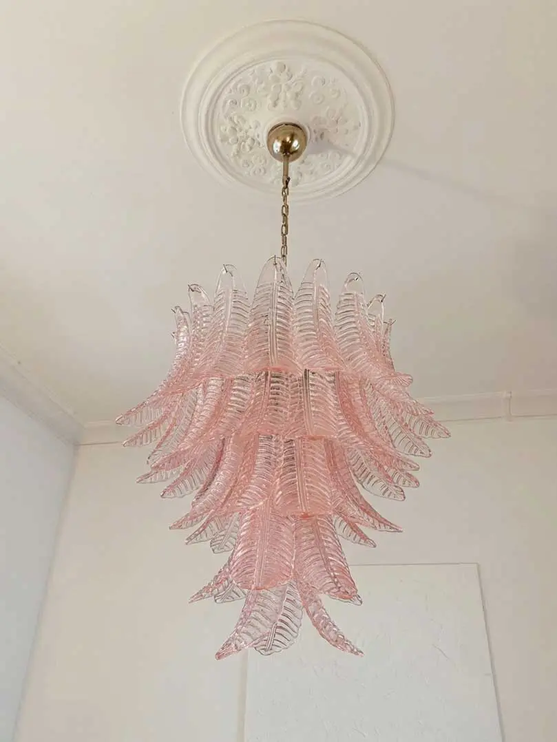 Murano lysekrone - 52 glassblader - Rosa