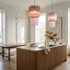 46 pink Murano prism hanging in a kitchen