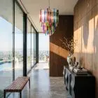 72 triedri multicolor Murano chandelier hanging in hall