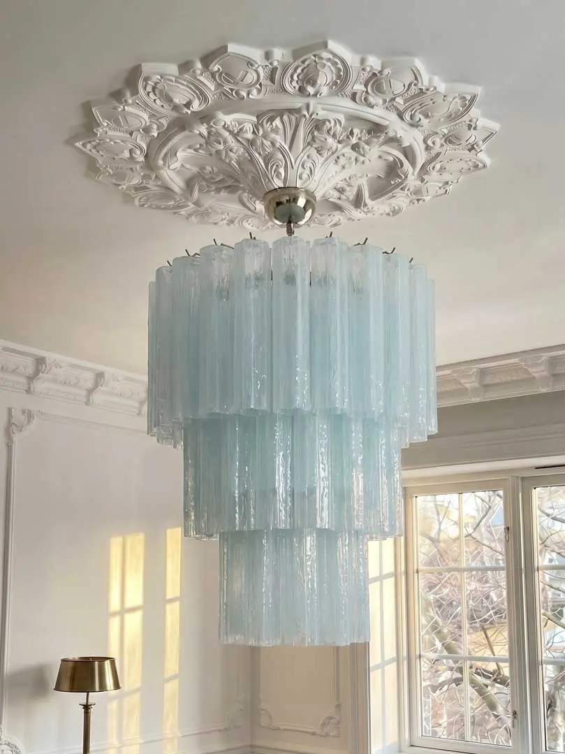 Murano-lysekrone – 52 rør – Opal