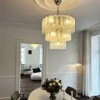 2924 52 transparent textured murano tubes murano chandelier cherry vintage interior