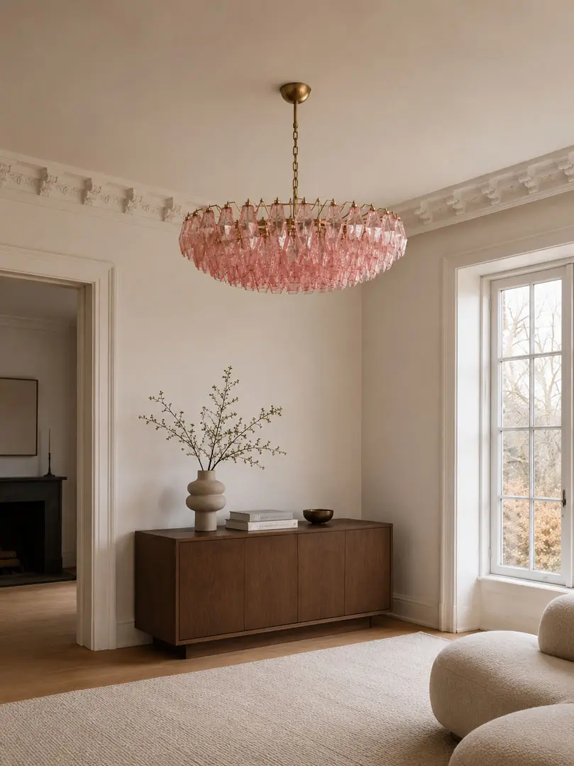 Murano-lysekrone – Poliedri – 185 glass – Rosa