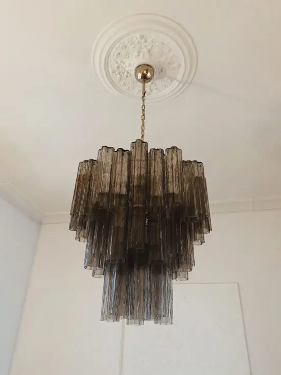 Murano lysekrone – 48 rør – Røykfarget