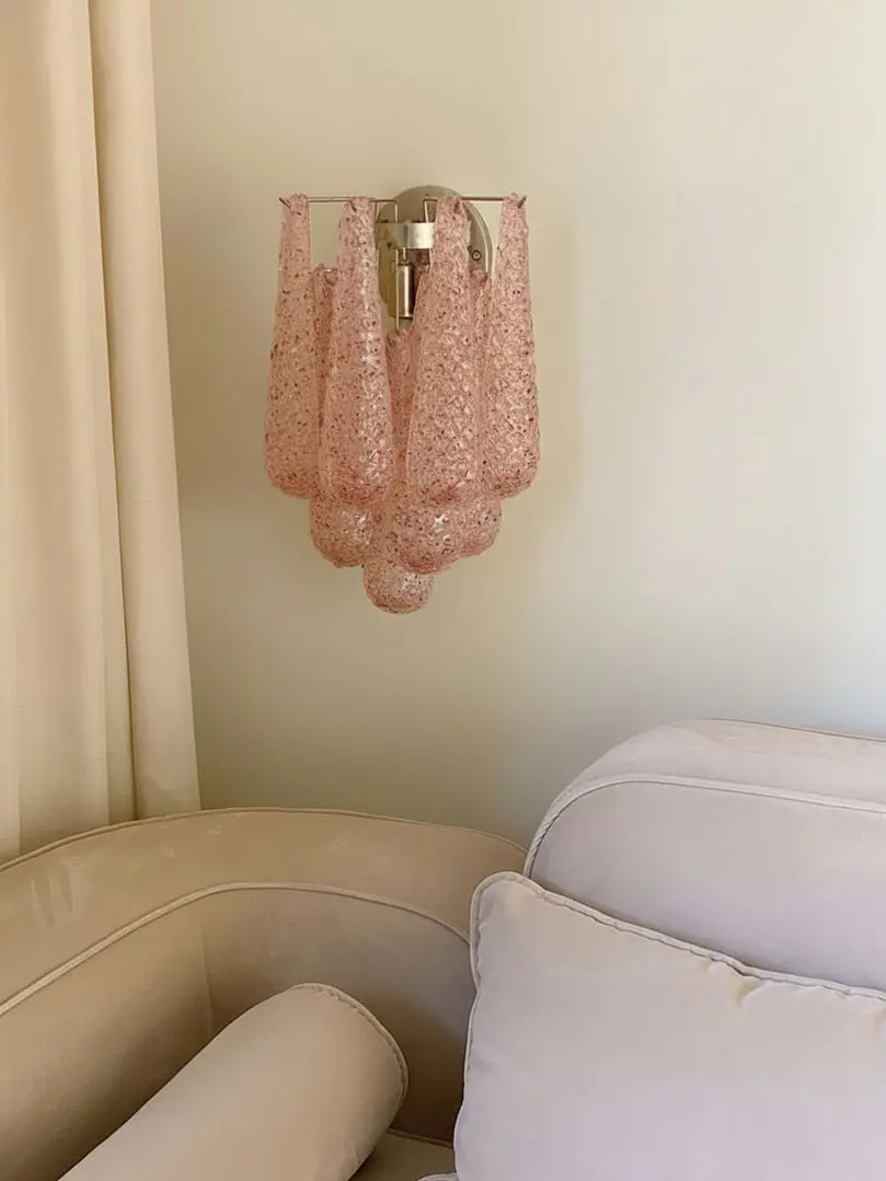 Murano – Vegglampe – Dråpe – Rosa