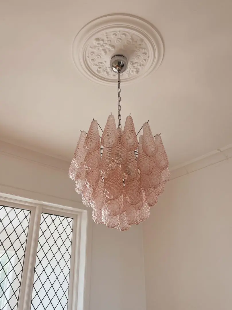 Murano-lysekrone – Drop – 41 glass – Rosa