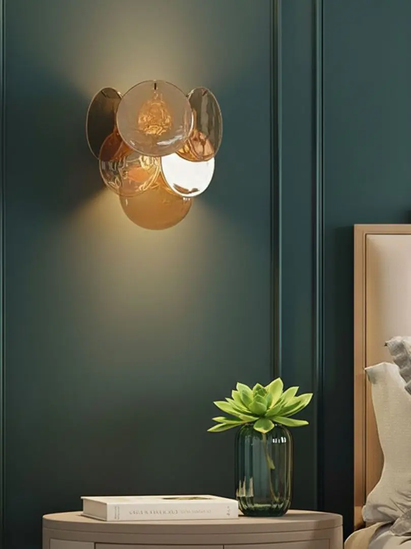Murano Vegglampe Skiver Gull alabaster