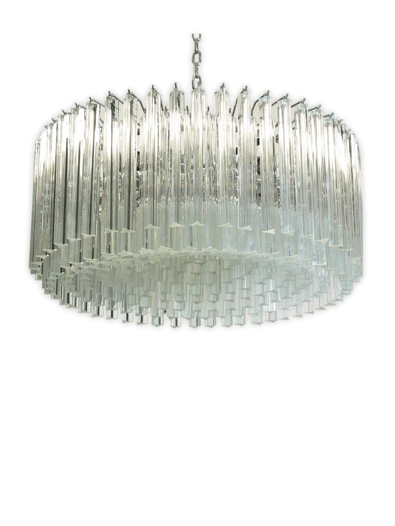 Murano ljuskrona - Triedri Round - 265 prismer - klar