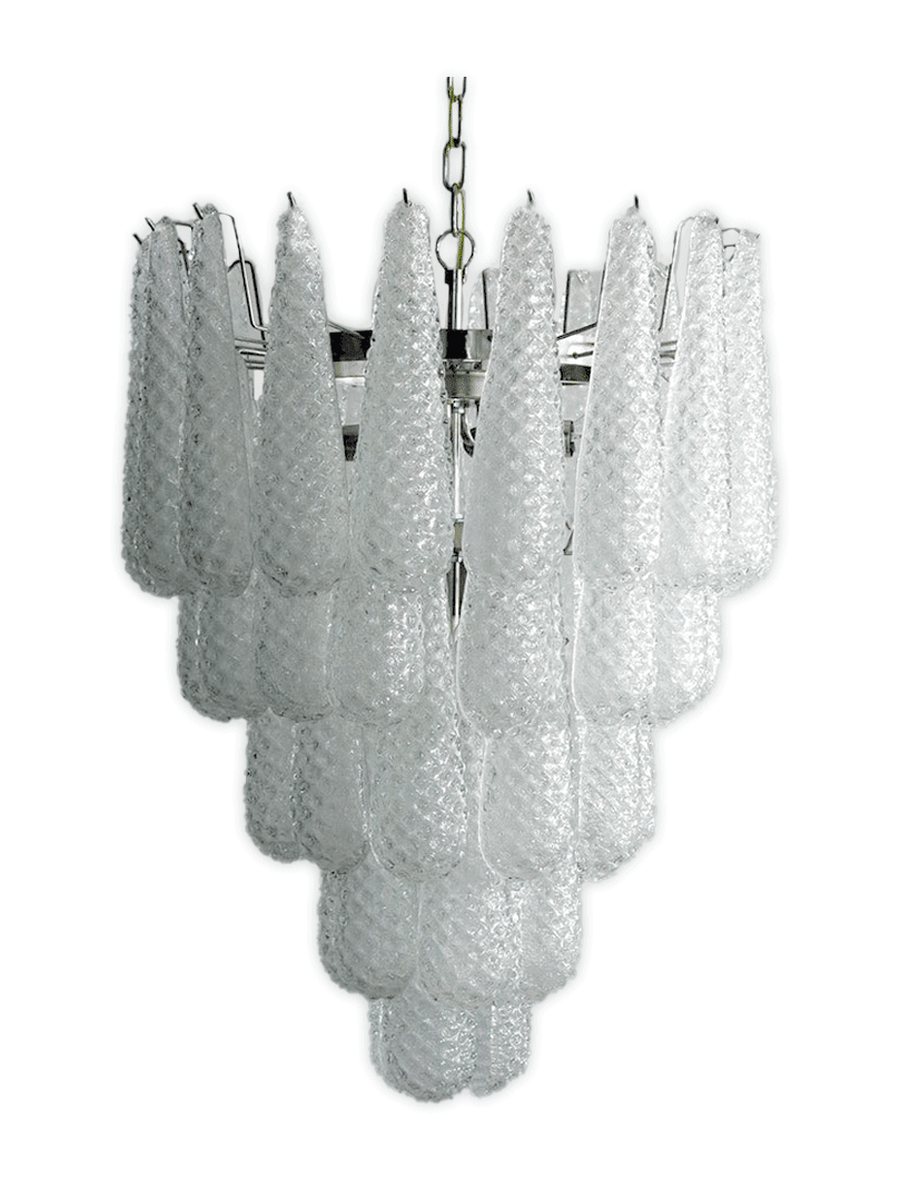 Murano ljuskrona - kronärtskocka - 52 glasblad - klar