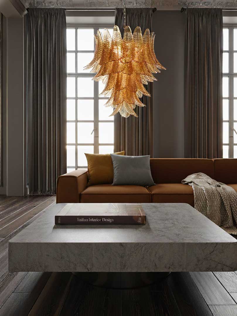 Rav-felci_2 Amber Murano felci chandelier in liingroom