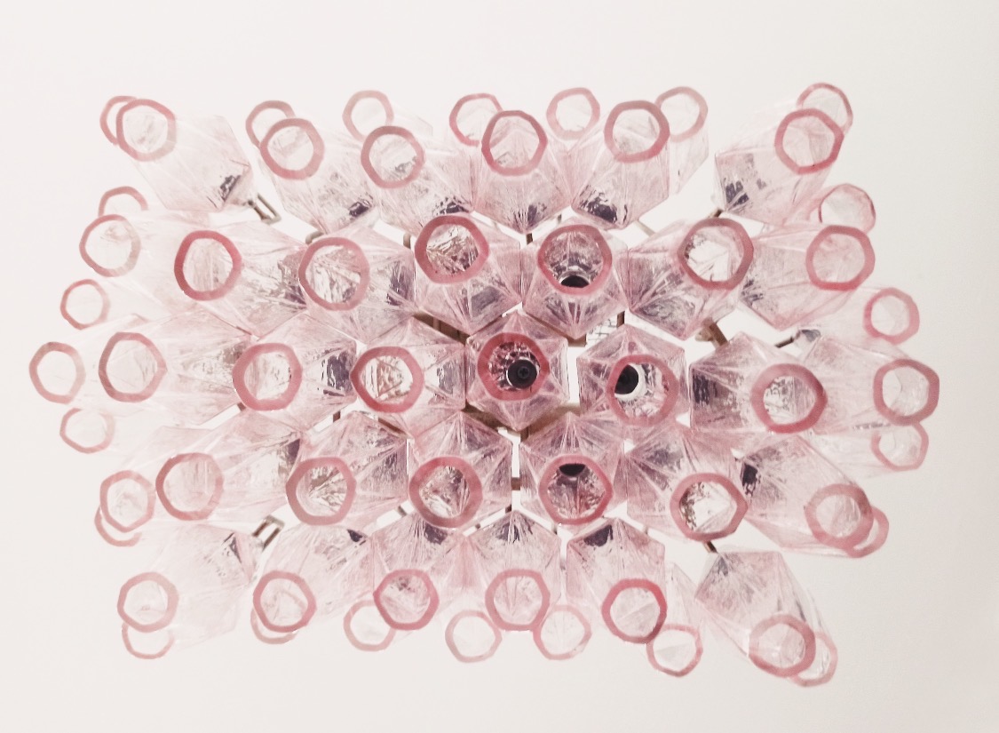 Murano Lysekrone - Poliedri - 56 glas - rosa