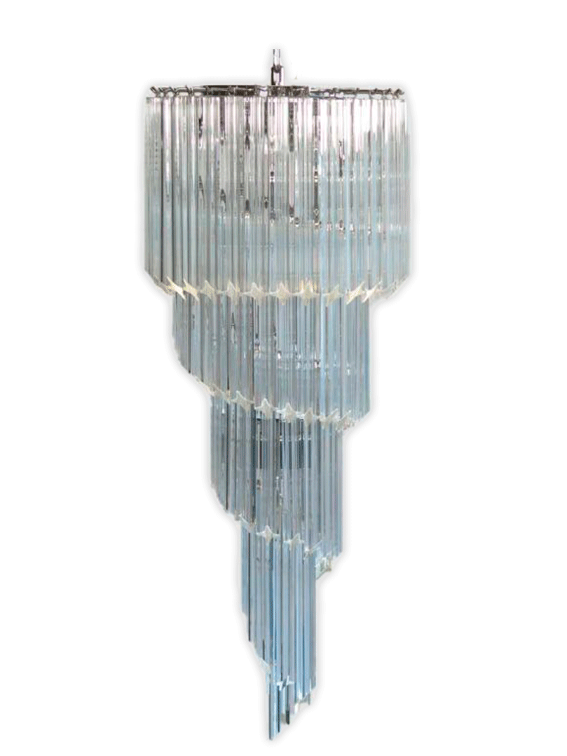 Murano ljuskrona - Spiral - 86 prismer - klar