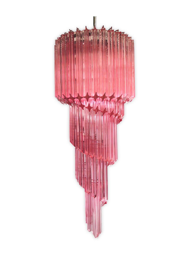 Murano ljuskrona - Spiral - 86 prismer - Rosa