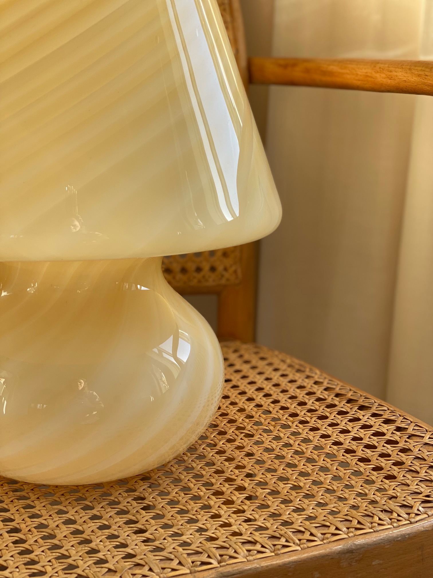 Murano - Mushroom - Vintage - Bordlampe - Gul