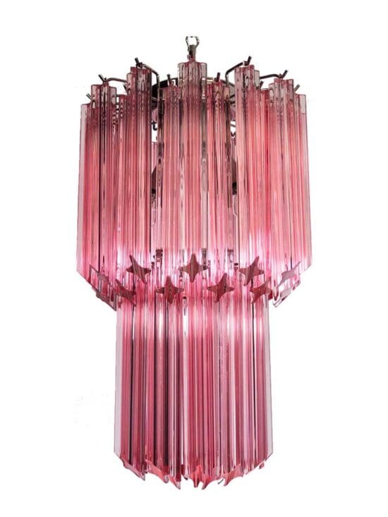 Murano Lysekrone - Quadriedri - 46 prismer - Rosa