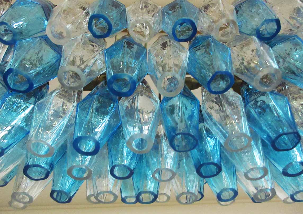 Murano Lysekrone - Poliedri - 84 glass - blå/klar