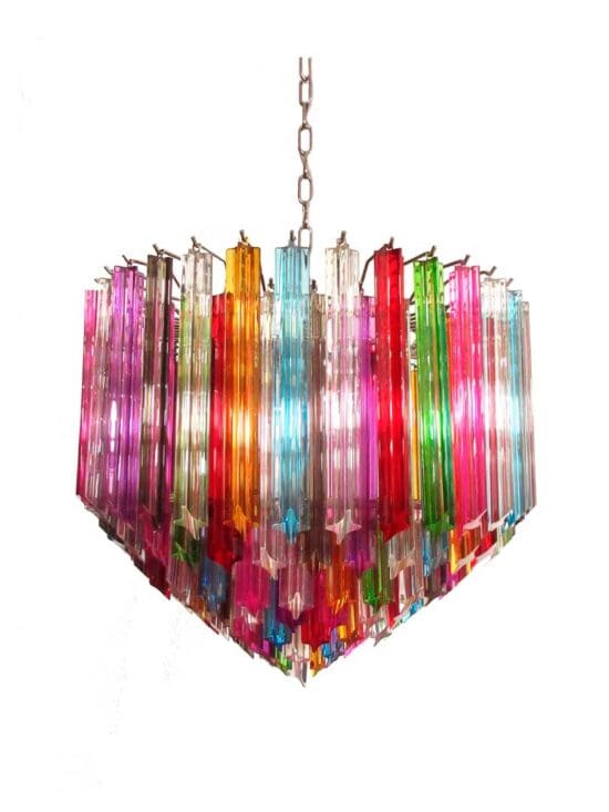 Murano lysekrone - 163 prismer - Flerfarget