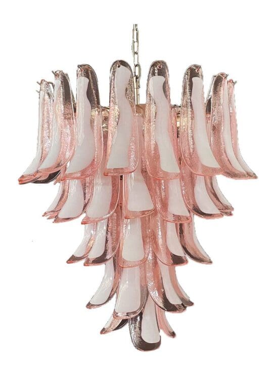Murano lysekrone - 52 kronblader - Rosa