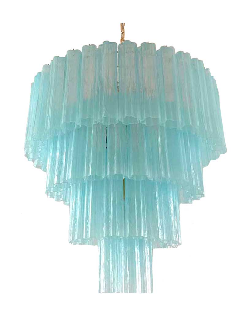 Murano lysekrone - 78 rør - Opal - Skinnende gullramme
