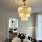 2924 52 transparent textured murano tubes murano chandelier cherry vintage interior