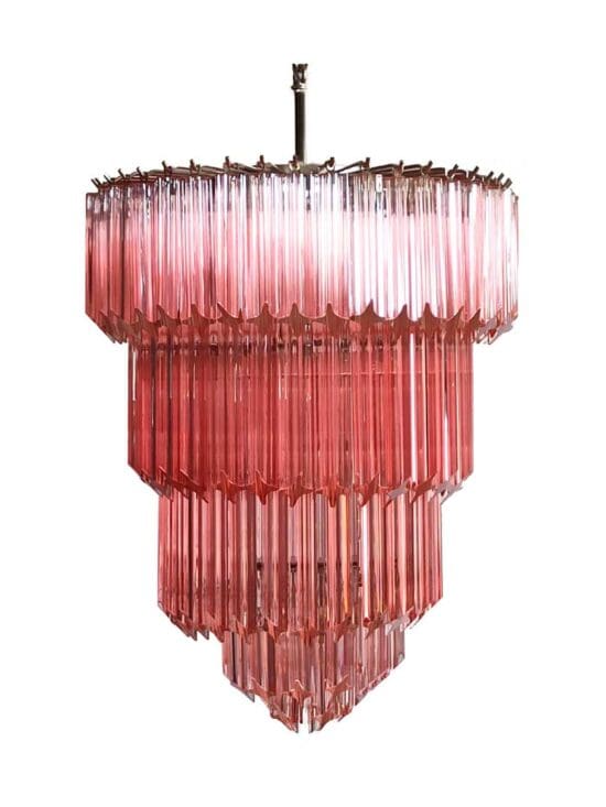 Murano-lysekrone – 112 prismer – Rosa