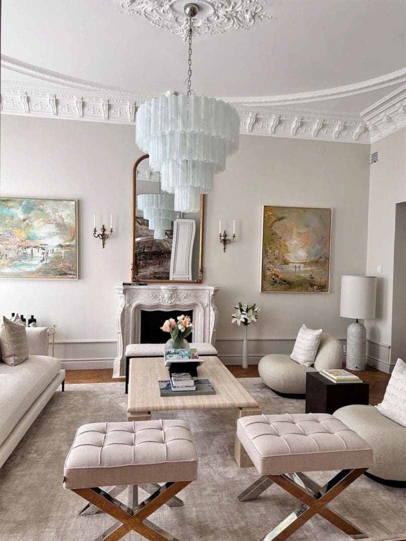 Murano lysekrone – 78 rør – Alabaster hvit