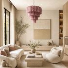 78 pink Murano alabaster tube chandleier is a livingroom