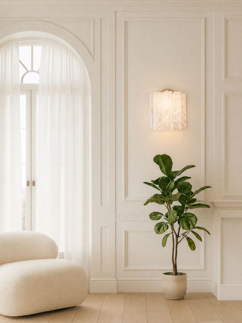 Murano - Vegglampe - 5 rør - Hvit alabaster
